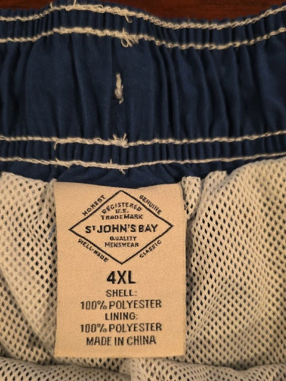 St. John's Bay Navy Blue Swim Board Shorts with Drawstring Sz 4XL